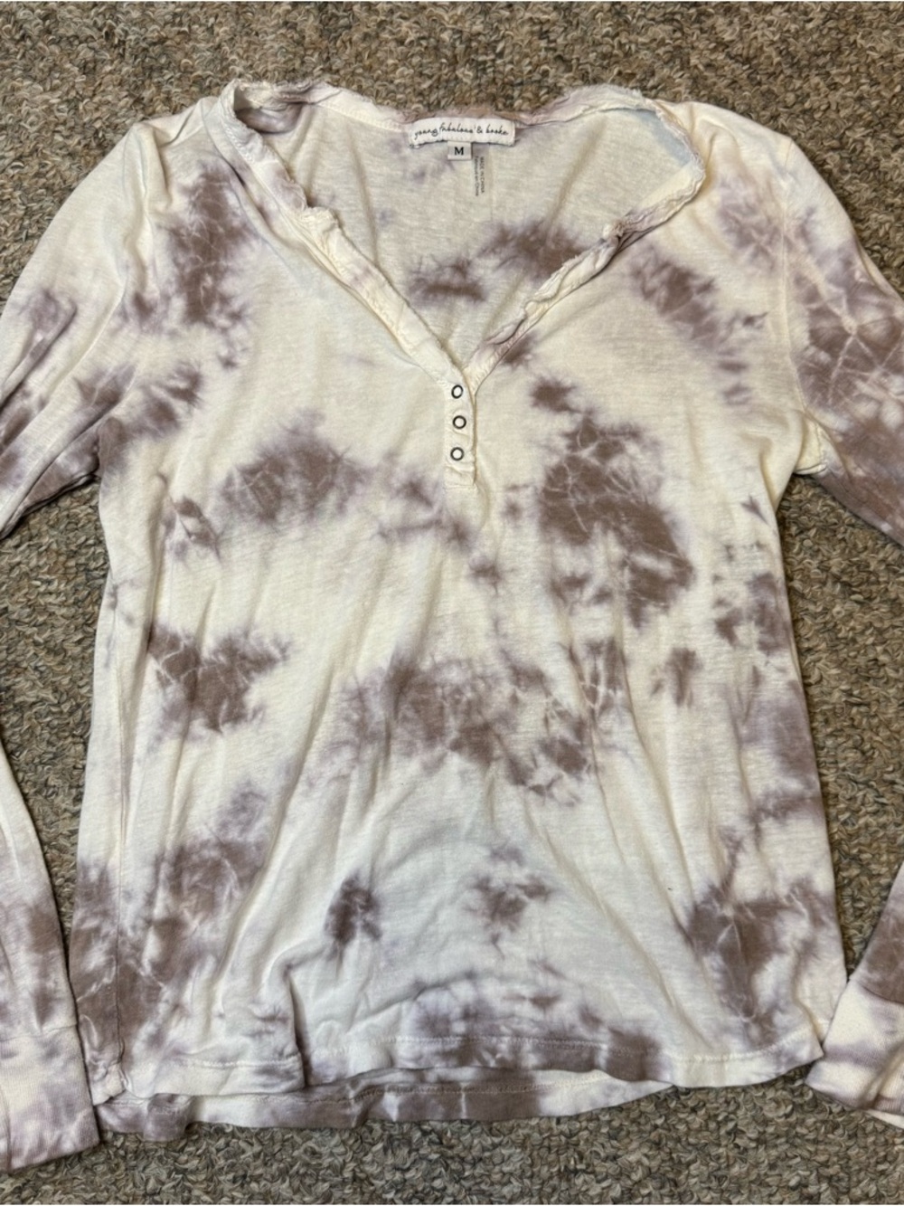 Young Fabulous & Broke Tie-Dye Henley Long Sleeve Top